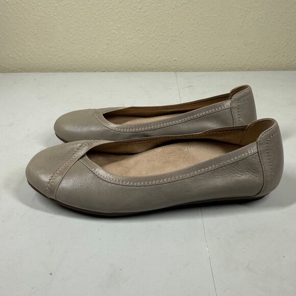 Vionic Caroll Leather Ballet Flats Gray Comfort Shoes Women’s 6.5 - Picture 1 of 7